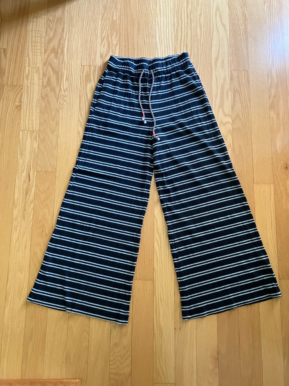 NWT Sundry through Anthropologie Navy & Light Blue Striped Wide-Leg Pants